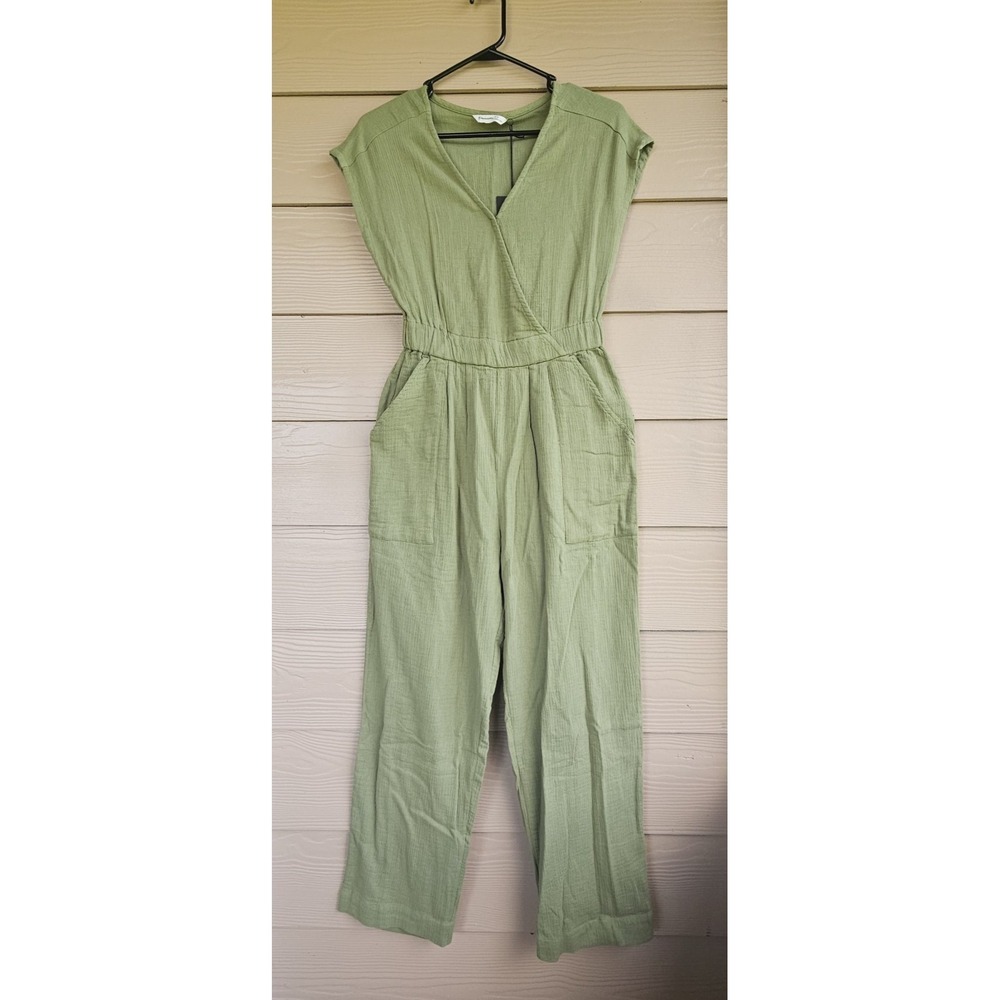 Backcountry Sleeveless Cotton Gauze Jumpsuit Calliste Green Size S